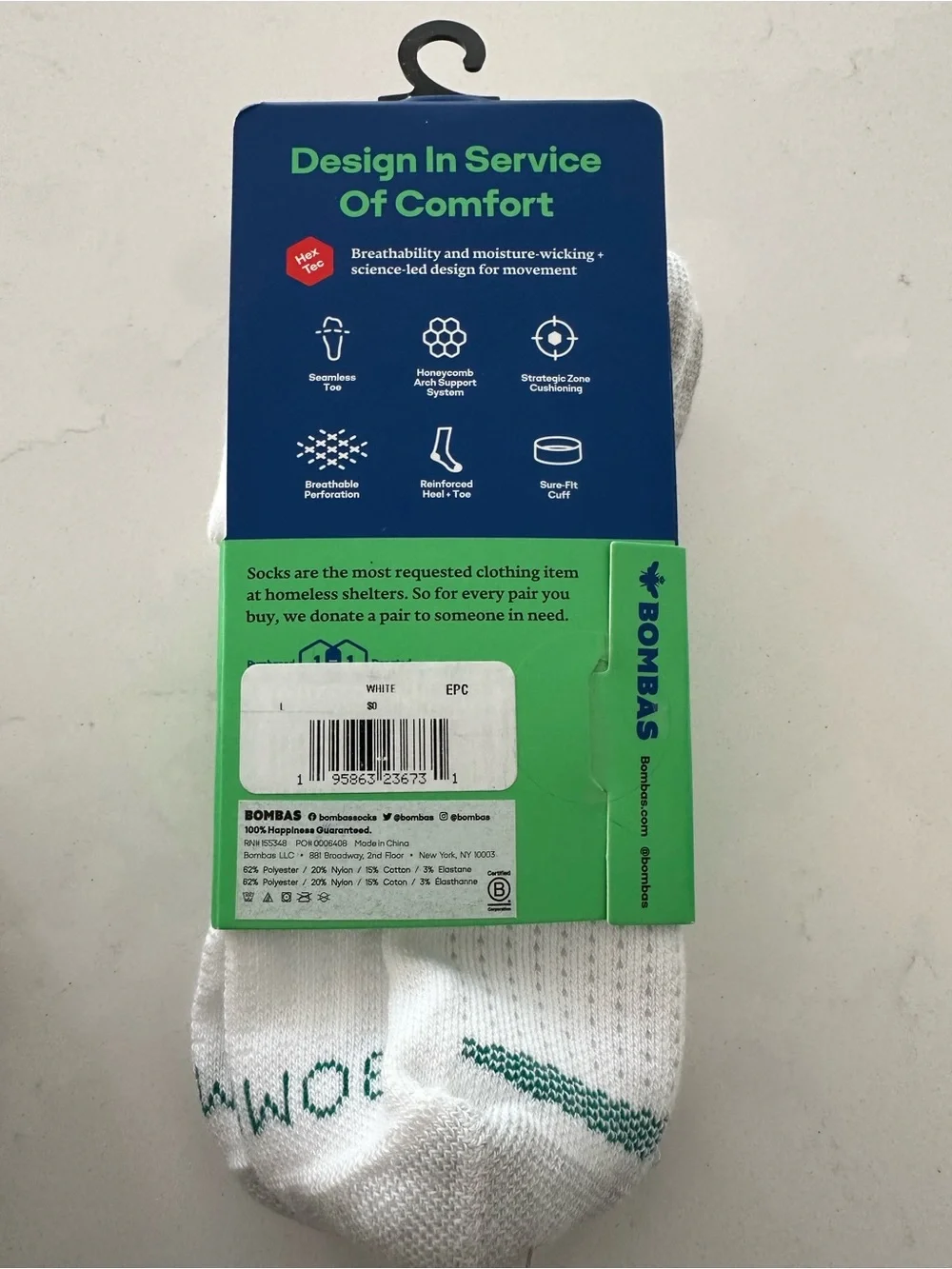 Bombas White Performance Golf Socks